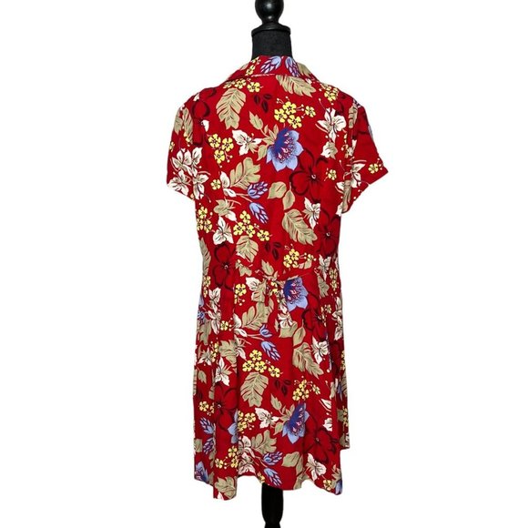 Vintage Horse Dress 100% Rayon Red Equestrian Mini Western Tropical Print Size L - Picture 4 of 10